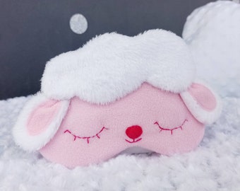 Sheep sleep mask, Funny Animal eye mask, White sheep Plush soft eye pillow, Fleece kids pj mask, Travel mask, party mask, Nightwear