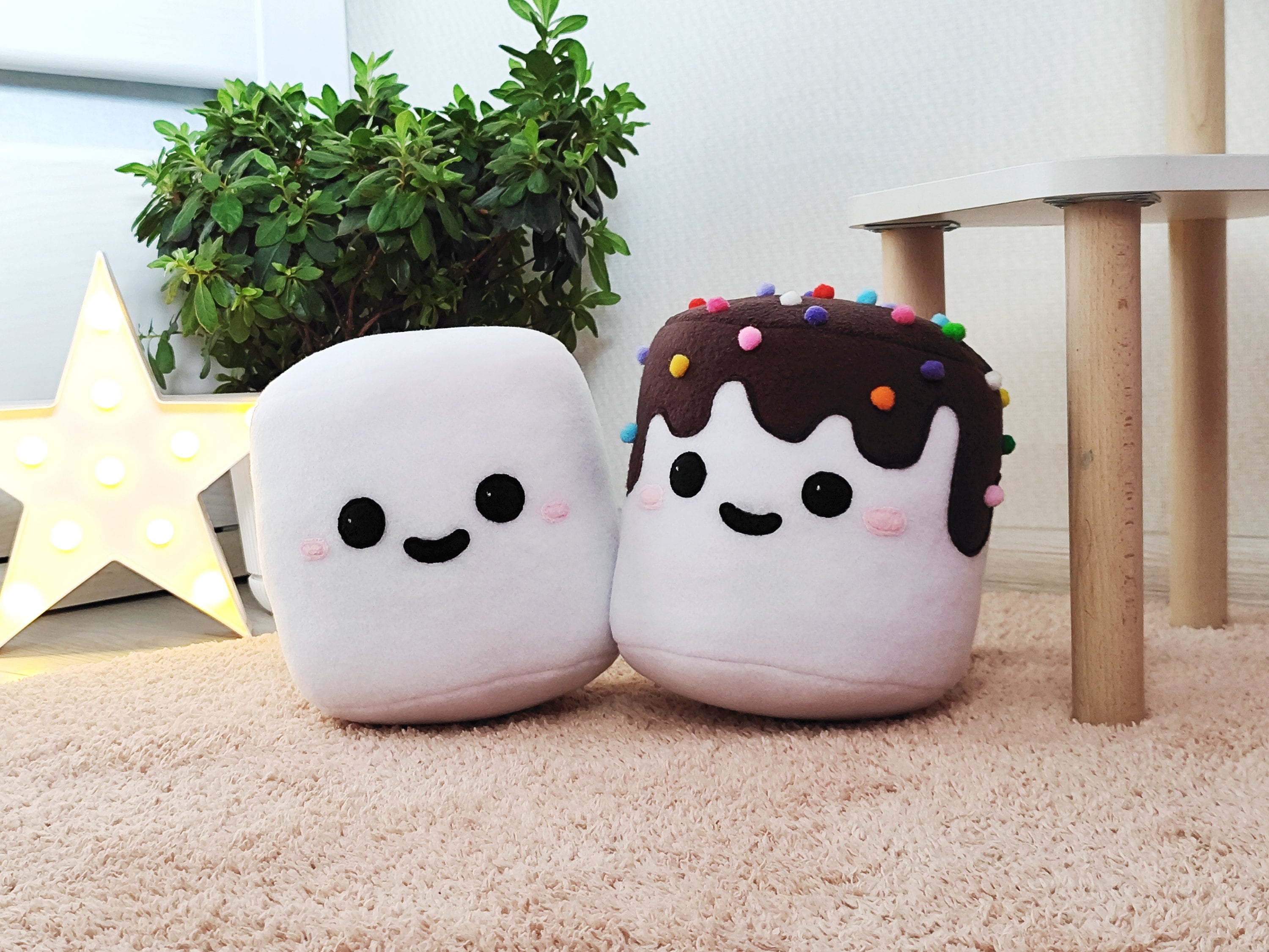 Cute Marshmallow Plush Pillow Kawaii Soft Marshmellow Toy Etsy Canada