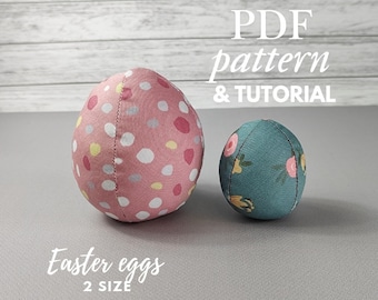 PDF Easter Eggs Sewing PATTERN, Fabric egg, Instant Digital Download Pattern, Stuffed Eggs, DIY Spring Tiered Tray Decoration