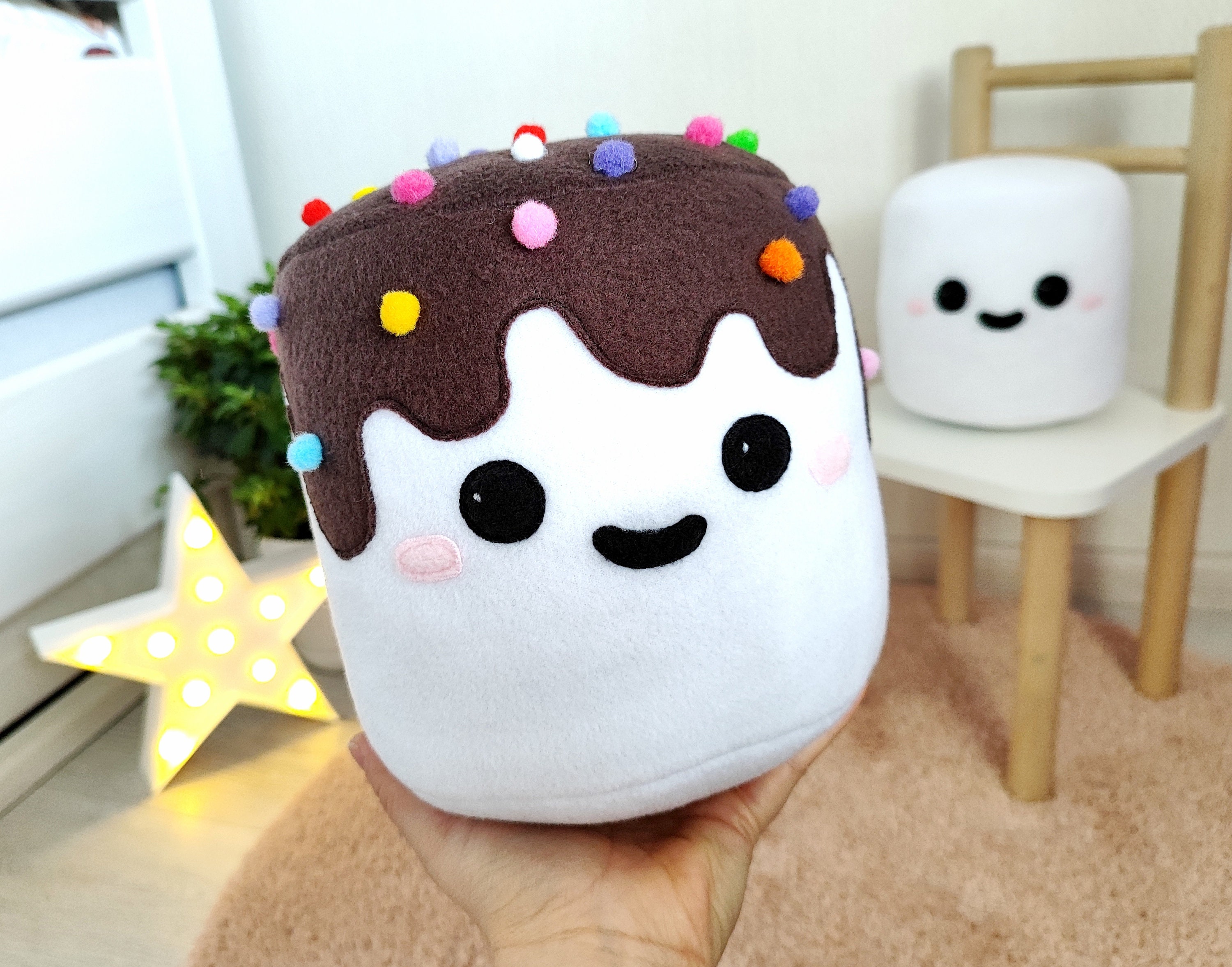 White Marshmallow Plush Pillow, Soft Marshmellow Toy, Marshmallow