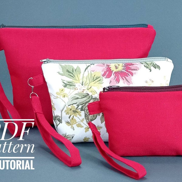 Zipper Pouch PDF Sewing Pattern Sewing Tutorial Cosmetic Bag DIY / 3 Sizes / Instant Download / Beginner sewing Pattern / mother's day gift