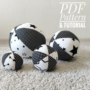 PDF Fabric Ball - 4 size - Sewing pattern and tutorial - Easy Instructions - Fun Toy - Simple Stuffed Ball Pattern