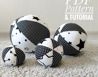 PDF Fabric Ball - 4 size - Sewing pattern and tutorial - Easy Instructions - Fun Toy - Simple Stuffed Ball Pattern