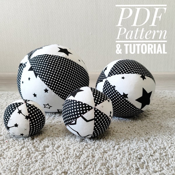 PDF Fabric Ball - 4 size - Sewing pattern and tutorial - Easy Instructions - Fun Toy - Simple Stuffed Ball Pattern