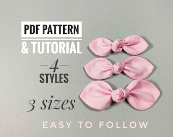 PDF Anleitung für Geknotete Haarschleifen: 4 Styles, 3 Größen (DIY Nähen)