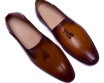 Handgemaakte leren loafer met kwastje | Instappers voor heren