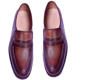 Handmade Leather Penny Loafers: Men's Dress Shoes