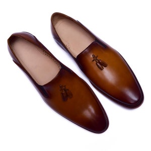 Handmade Leather Tassel Loafer | Men's Slip-On Dress Shoes