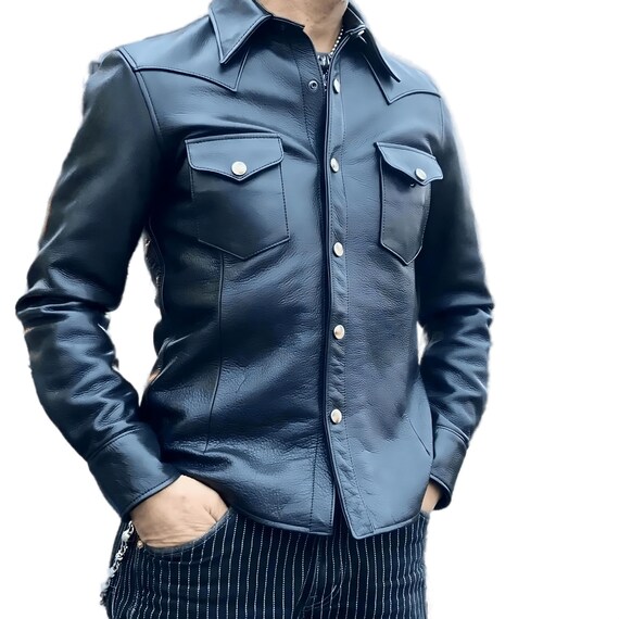 Handmade Black Leather Biker Jacket: Men's Collar Style Motorcycle Jacket