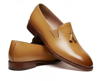 Handmade Leather Tassel Loafer | Men's Slip-On Dress Shoes