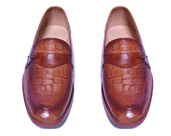 Handmade Leather Penny Loafers: Brown Dress Shoes