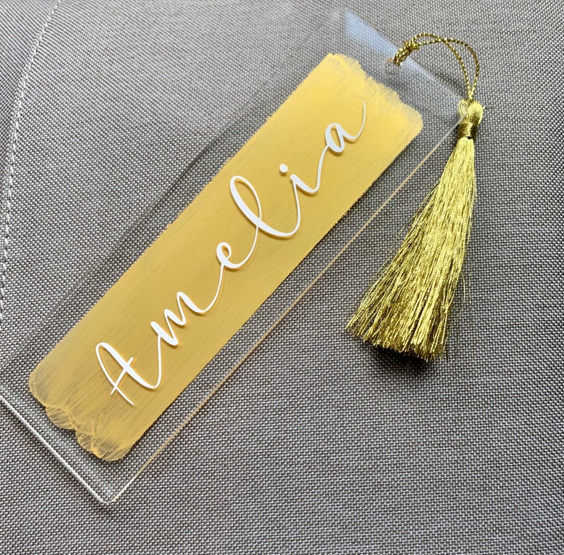 Personalised bookmark custom name gift gold tassel birthday / Etsy