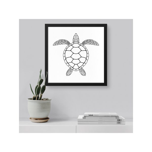 Sea turtle wall art, black and white