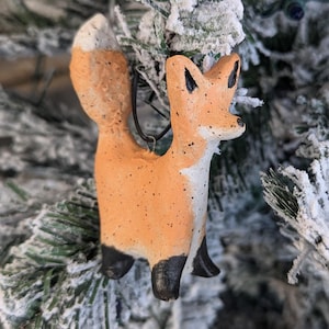Handmade Ceramic Clay Fox Figurine Ornament