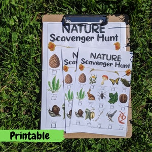Nature Scavenger Hunt Printable, Homeschool Activity Sheets for Camping Printable, Social Distancing Party Activites, Montessori Outdoor