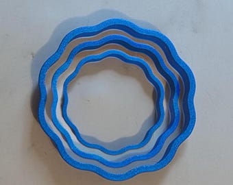 Set of 3 Wavy Circle Clay Cutter for Pottery