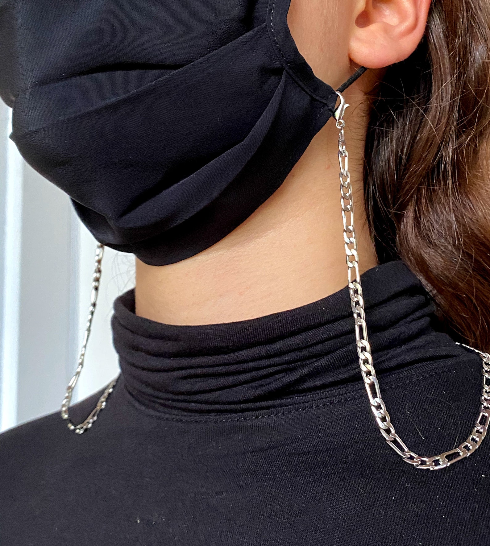 Multicolor Beaded Face Mask Chain Golden Mask Chain Silver Etsy