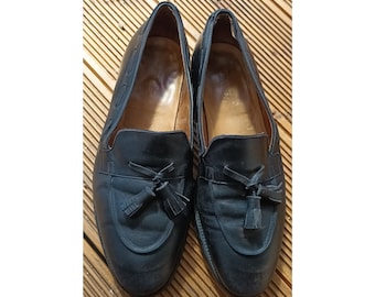 Vintage John Lobb black tassel loafers slip on mens shoes eu41 uk7 us8