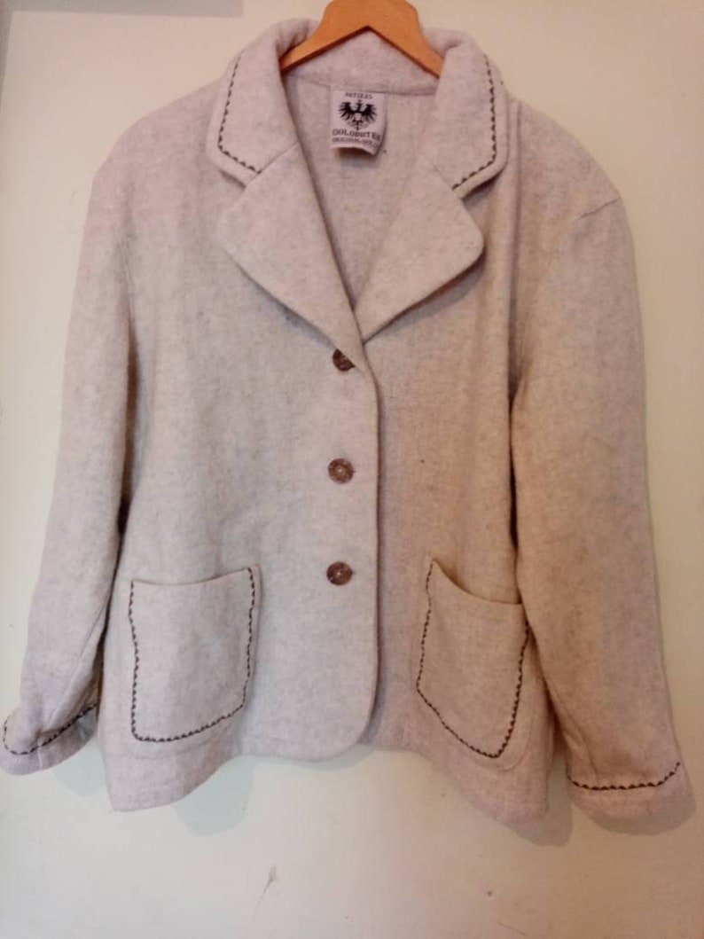 Vintage wool coat grey wool jacket tyrolian ethnic jacket m