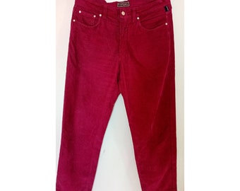 Vintage Versace corduroy pants burgundy red corduroy womens pants trousers M