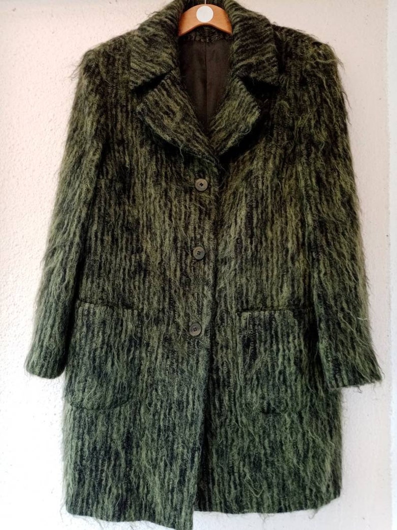 Vintage mohair coat fluffy green womens coat Lucia Italian Etsy