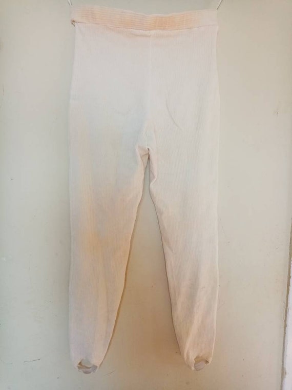 Vintage White Stirrup Pants Beige Corduroy Leggings Jeggings Velvet Pants -   Australia
