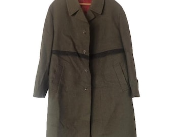 Cappotto vintage tedesco in lana, verde, stile bavarese.