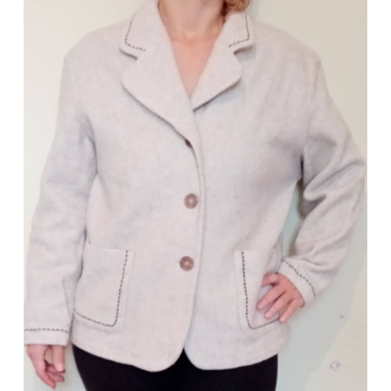 Vintage wool coat grey wool jacket tyrolian ethnic jacket m