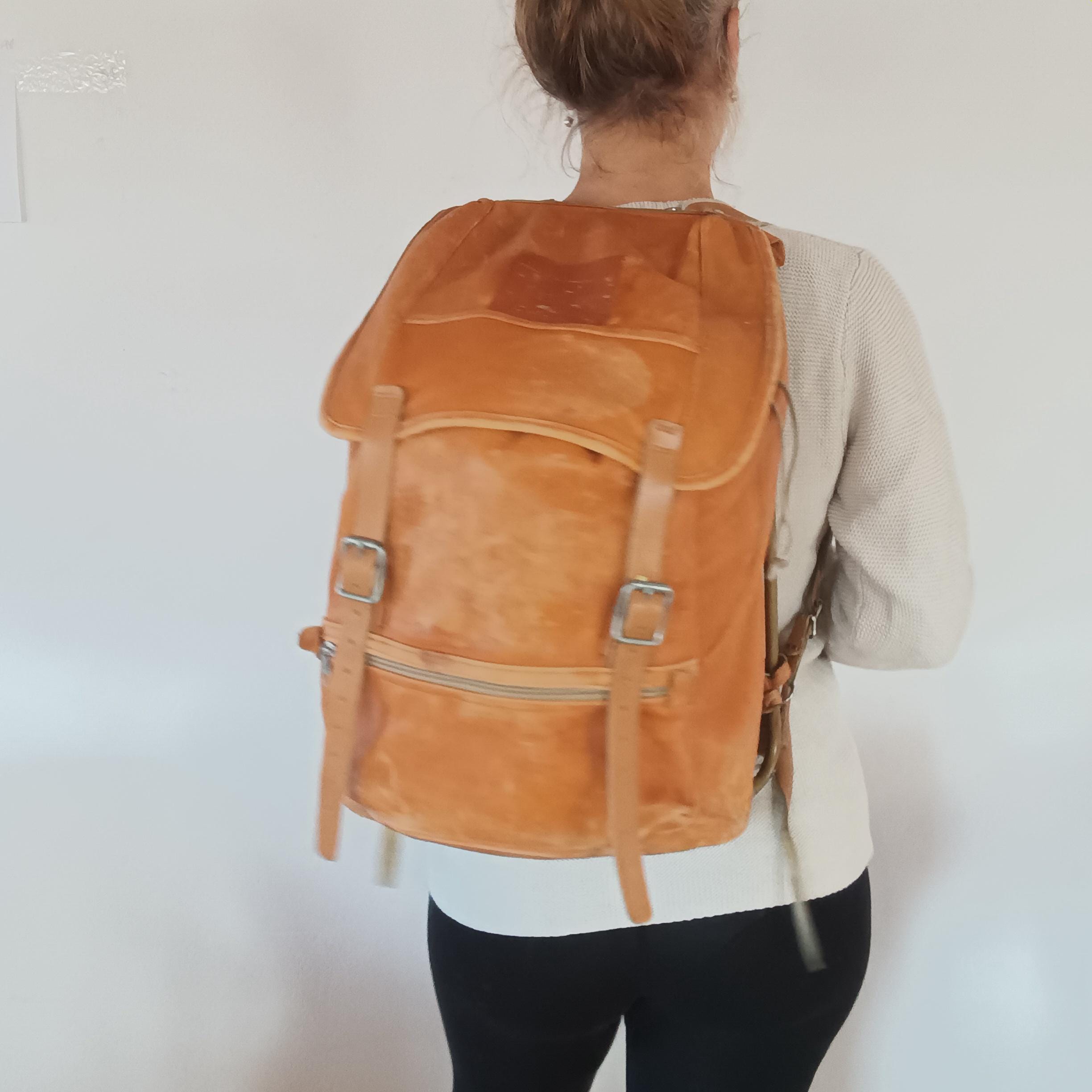 70s Leather Backpack - Etsy Canada