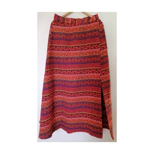 Vintage womens woven maxi skirt peruvian wrap skirt fits more sizes wool skirt