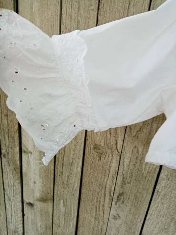 Vintage white cropped shirt dirndl blouse lace top - image 3