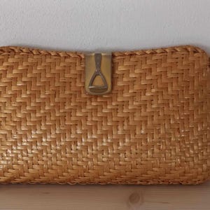 Vintage gewebte Sisal Tasche | Einzigartige Handtasche mit goldfarbenem Clip | Perfekte Abendtasche für besondere Anlässe