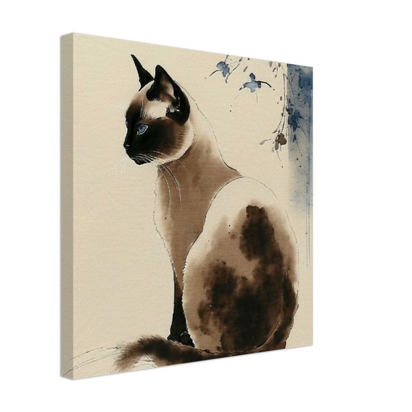 Siamois Cat #1 Sumi-e Peinture Style Toile
