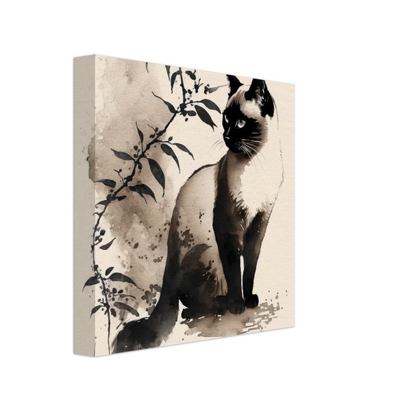 Chat siamois #2 Sumi-e sur toile style peinture