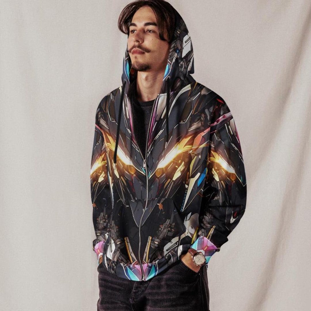 Mecha Cybercore Pattern Anime Robo All Over Print Unisex Zip Hoodie - Etsy