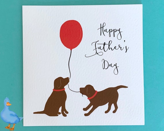 Two Labradors Father’s Day Card | Black, Chocolate, Yellow | Card From The Dog | For Daddy | For Grandad | For Husband | Fathers Day Card UK