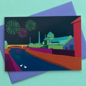 Ouse and Aahs, Lewes Greetings Card, Great for Birthdays, Thank You, Colourful Card with Fireworks, Bonfire Night Card East Sussex image 1