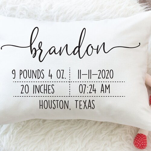 Birth Announcement Pillow Personalized Baby Pillow Baby Etsy