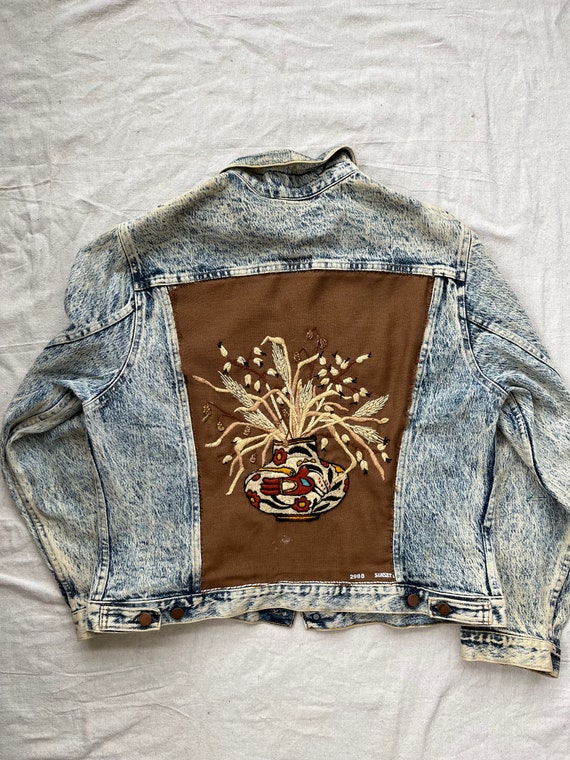 Vintage Acid Wash Denim Jacket With Embroidery - image 4