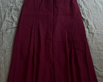 Vintage Burgundy Pleated Skirt