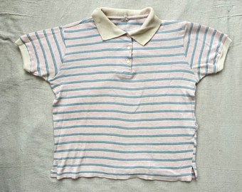 Vintaged Crop Striped Polo