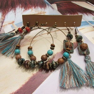 3 Pair Set/tassels & - Etsy