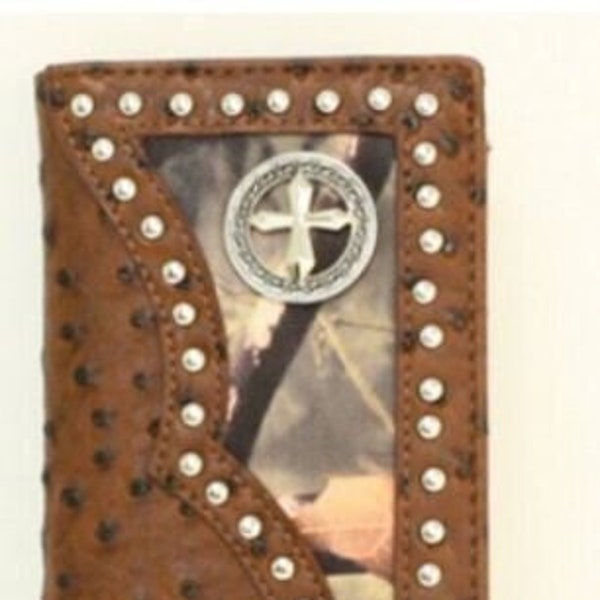 Men's Checkbook/Wallet/Cross on MOSSY OAK/REALTREE Looking Print/Religious