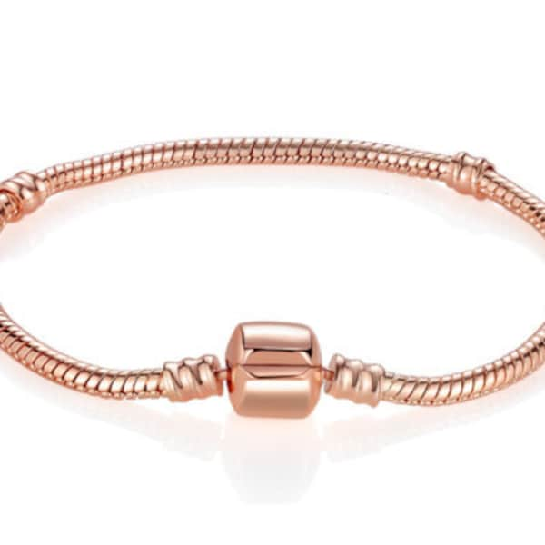 Rose Gold Plated Snake Chain with Clasp Closure 21 cm (8.25") Perfect for your Charms/Beads