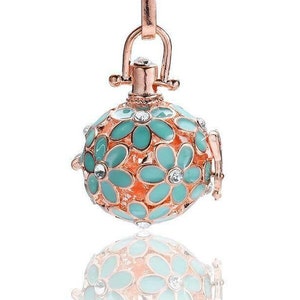 Harmony Ball Locket in Rose Gold Tone with Rhinestone&#39;s/Diffuser & Harmony Ball (Lava Rock) Included/NO Chain~