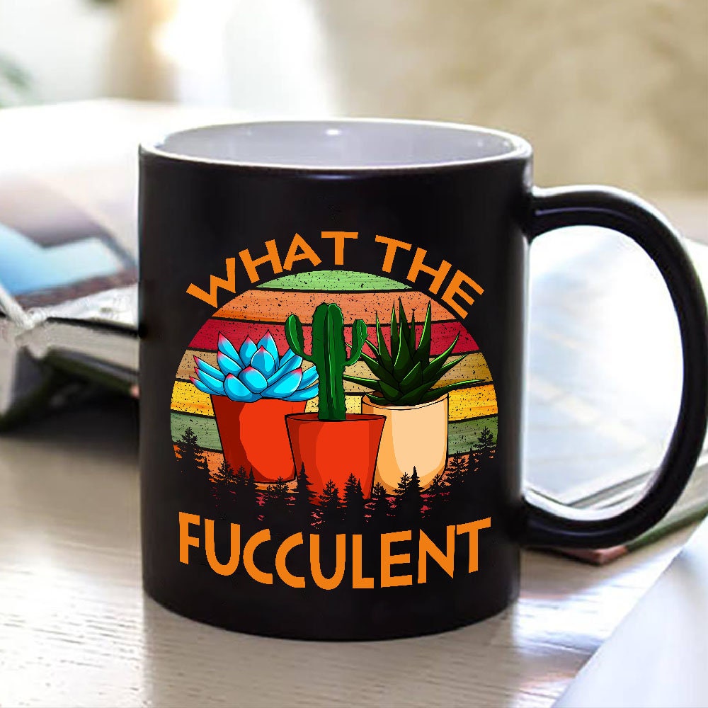 Trending What The Fucculent Mug, Succulent Plant Lover Women Gardening Coffee Mug Vintage Cactus Succulent Mug Gift Christmas Succulents Cup
