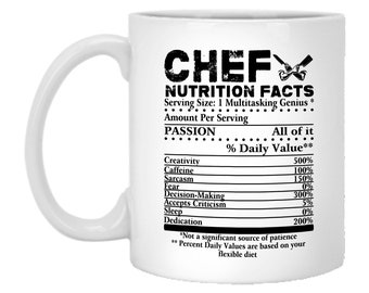 Chef Nutrition Facts Mug Cool Chef Tee Gift For Chefs  Mug | Nutrition Mug | Coffee Mug, Mug Gift, Funny Dad Mug, Coffee Cup Nutrition Facts