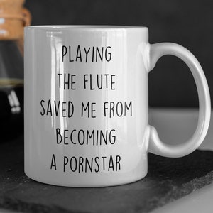 Funny Flute Player Mug, Flute Lover Coffee Cup, Flutist Musician Gift Idea, Orchestra Woodwind Instrument Keepsake