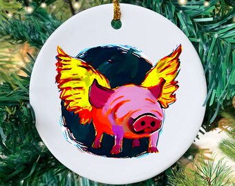 Fliegendes Schwein Ornament, Schweine könnten fliegen Geschenk, Schwein mit Flügeln, lustiges Schwein Liebhaber Wortspiel Andenken