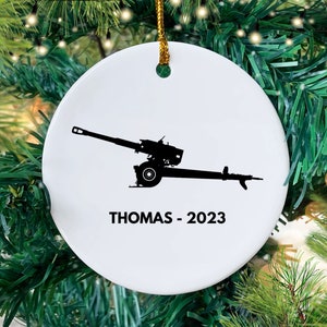 Personalized Artillery Ornament, Customized Artillery Silhouette Gift, Military Field Artillery Soldier or Officer Keepsake